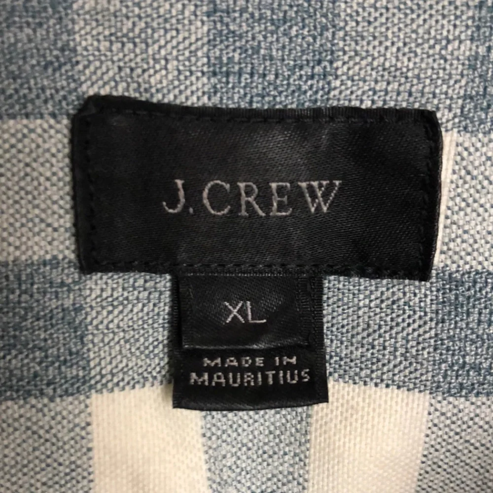 J. Crew Light Blue Gingham Plaid Button Down